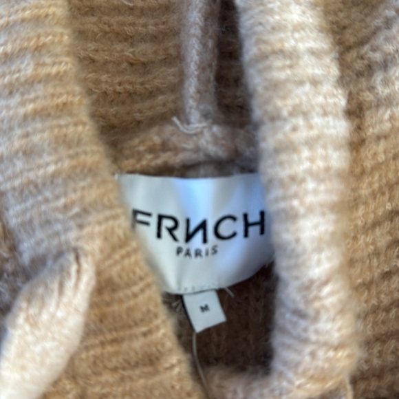 New FRNCH PARIS Beige Knit Hoodie Pink Blush Sweater Sweatshirts M Woman - Picture 5 of 9